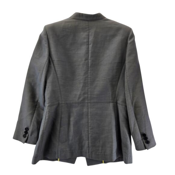 Lafayette 148 Blazer Womens 8 Cotton Slate Gray Shimmer Two Button Corpcore Prep - Picture 3 of 12